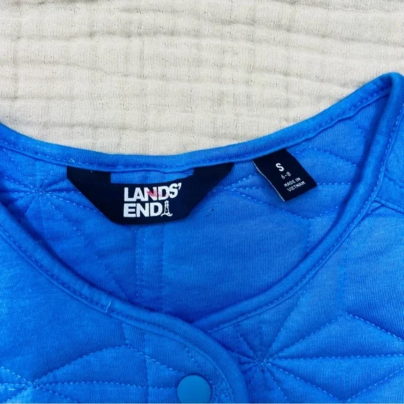 Lands’ End Bright Blue Quilted Insulated Jacket Snaps Barn Jacket - Picture 7 of 14